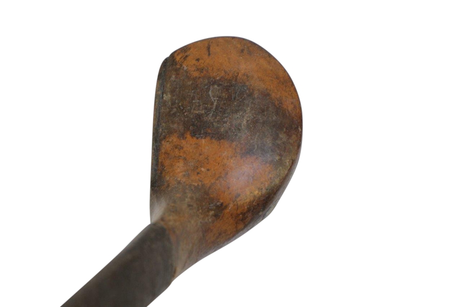 Willie Park Spliced Neck Woods Club Circa 1900 - Shaft & Head Stamp w/ Leather Face