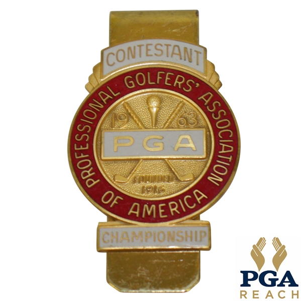 1963 PGA Championship at Dallas Athletic Club Contestant Badge - Jack Nicklaus Winner