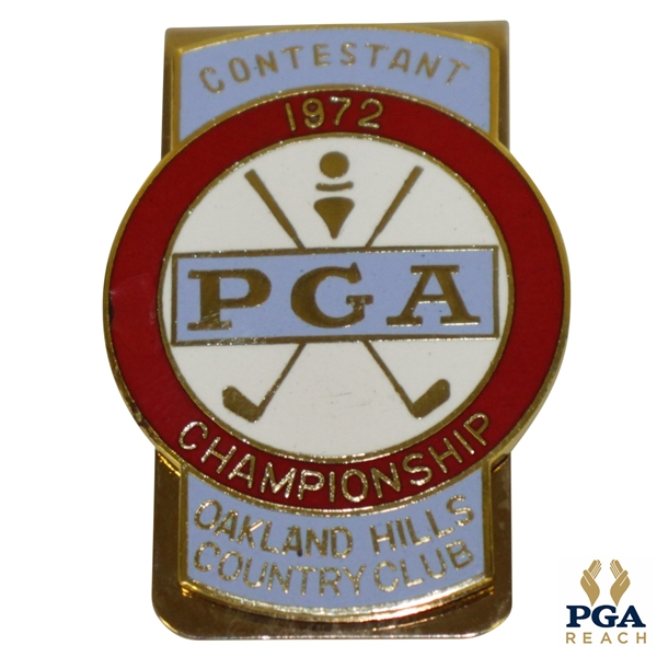 1972 PGA Championship at Oakland Hills CC Contestant Badge - Gary Player Winner