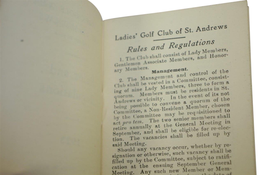 1923 Ladies' Golf Club of St. Andrews Rules And Regulations Booklet