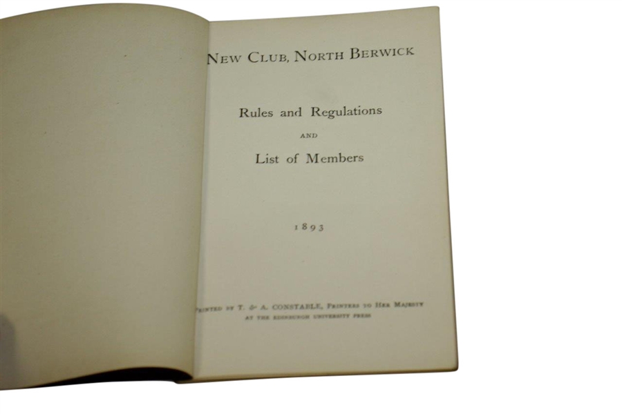 1893 North Berwick New Club Rules & Regulations and List of Members Booklet