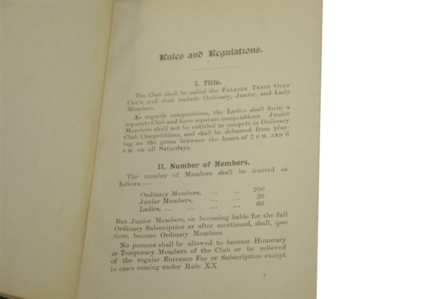 1904 Falkirk Tryst Golf Club Rules & Regulations Booklet