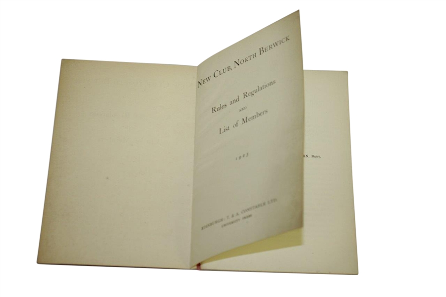 1923 North Berwick New Club Rules & Regulations and List of Members Booklet