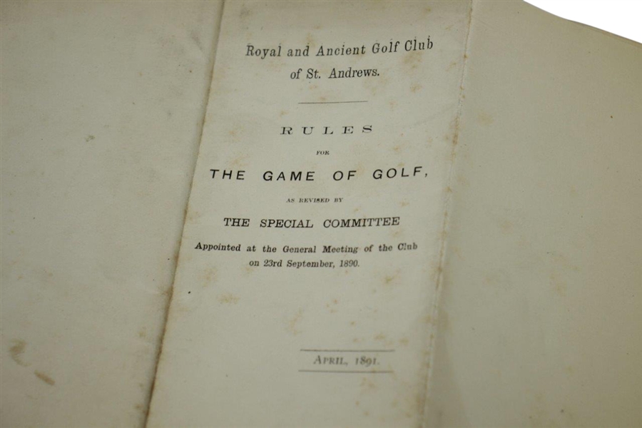 1891 Royal & Ancient St. Andrews Rules for the Game of Golf as Revised by The Special Committee