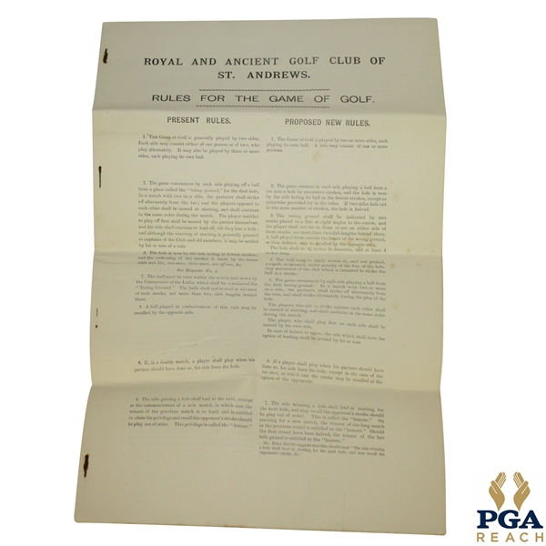 1891 Royal & Ancient St. Andrews Draft Rules for the Game of Golf Letter by The Special Committee