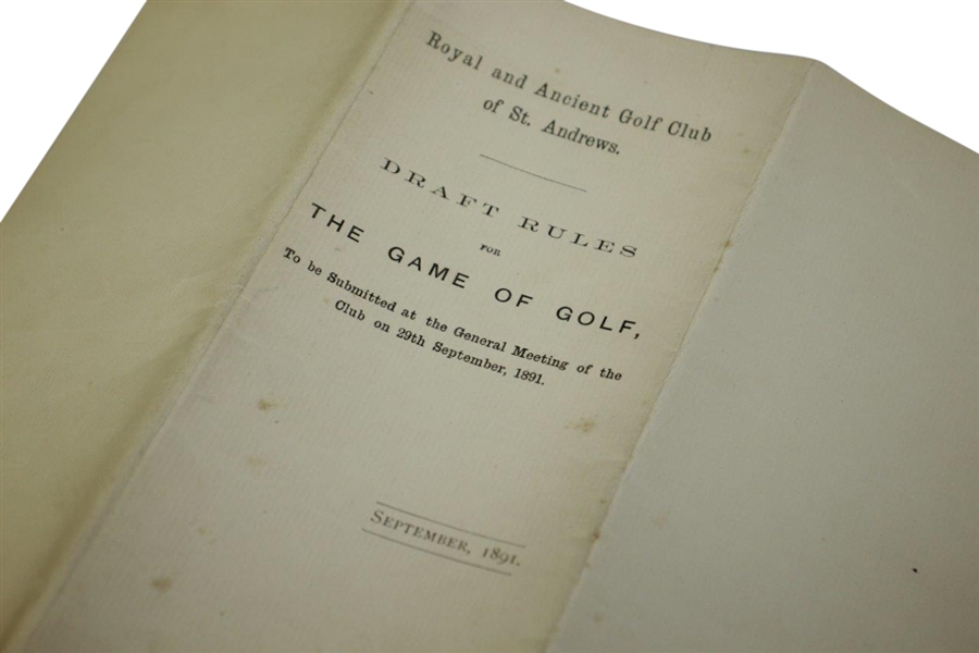 1891 Royal & Ancient St. Andrews Draft Rules for the Game of Golf Letter by The Special Committee