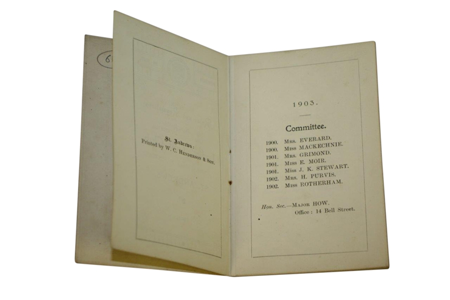 1901 Ladies' Golf Club of St. Andrews Rules And Regulations Booklet