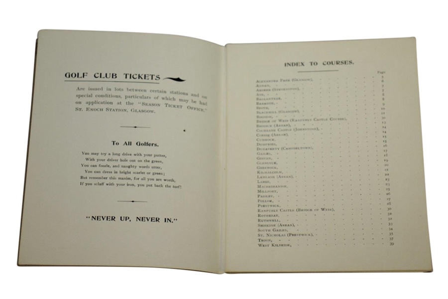 1898 Glasgow & South Western Railway Golfing Resorts Notes Booklet - 'Far & Sure'
