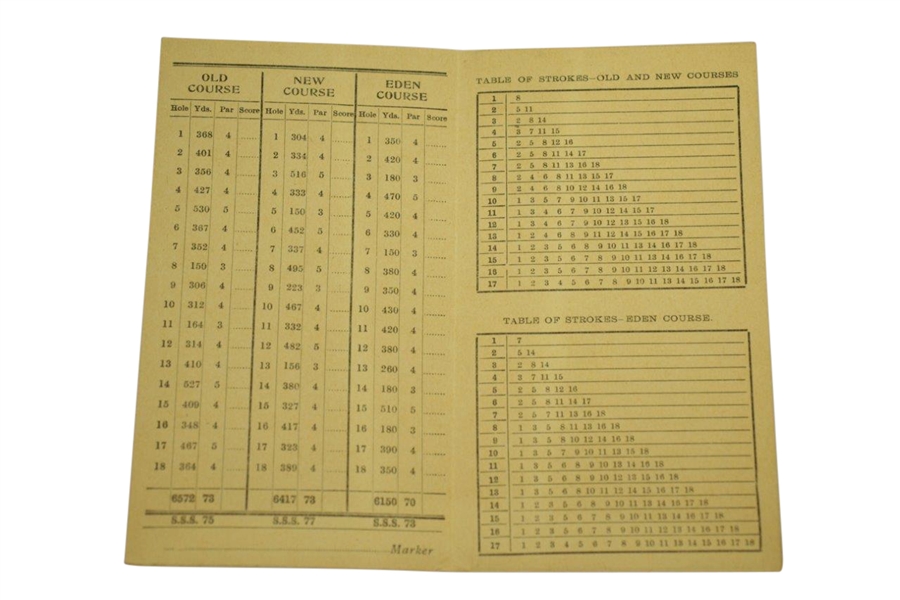 1920's Robert Forgan & Son St Andrews Scorecard w/ Stymie 