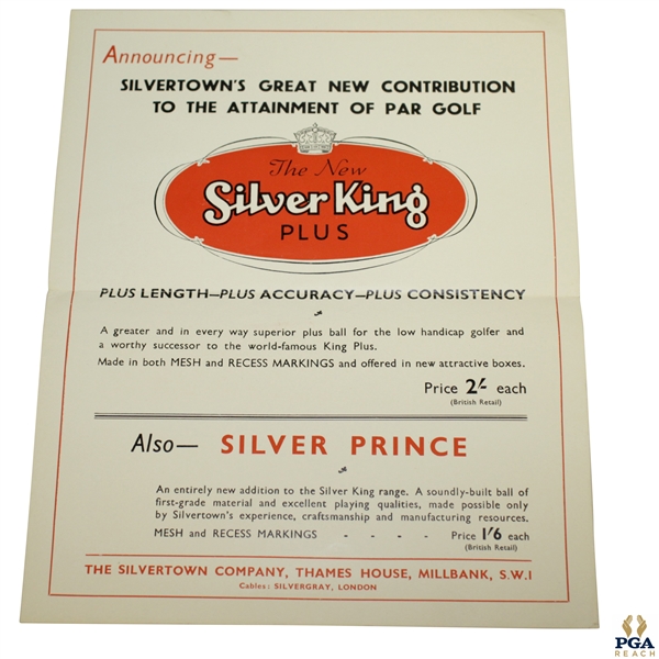 The New Silver King Plus Golf Balls Advertisement Color Poster w/ Prices