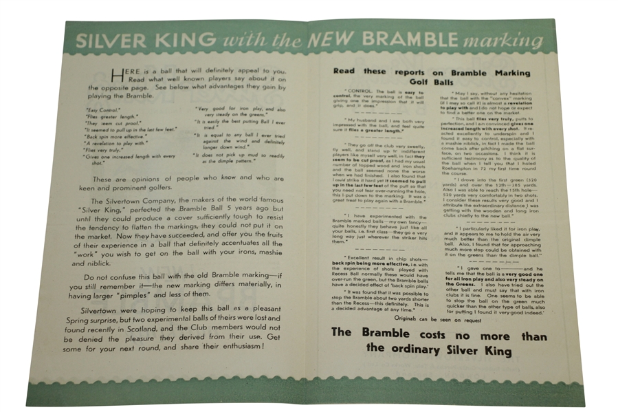 Silver King Bramble Color Golf Ball Brochure Advertisement