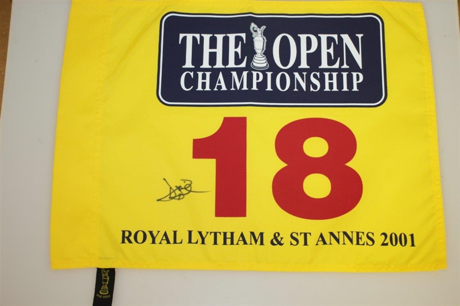 David Duval & Ernie Els Signed 2001 Open Championship Royal Lytham & St Annes Flags w/ Pictures JSA ALOA