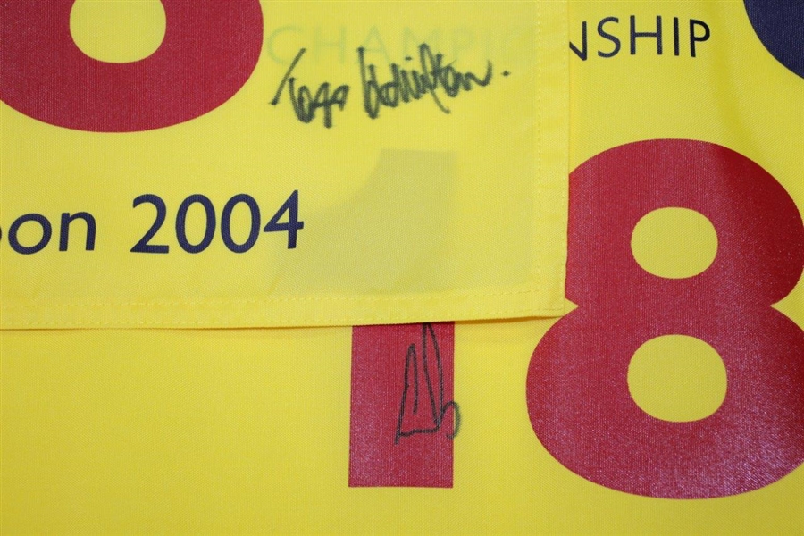 Todd Hamilton & Els Signed 2004 Open Championship Royal Troon Flag JSA ALOA