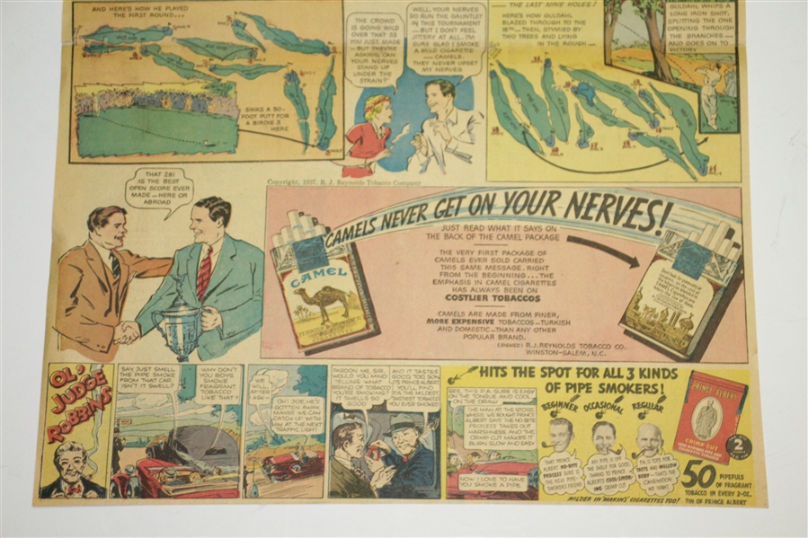 1937 Ralph Guldahl Camel Cigarette Comic Strip Advertisement - US Open
