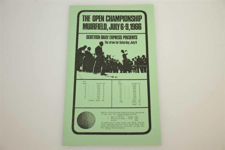 1966 Open Championship at Muirfield Program & Draw Sheet  - Nicklaus 1st Open Win