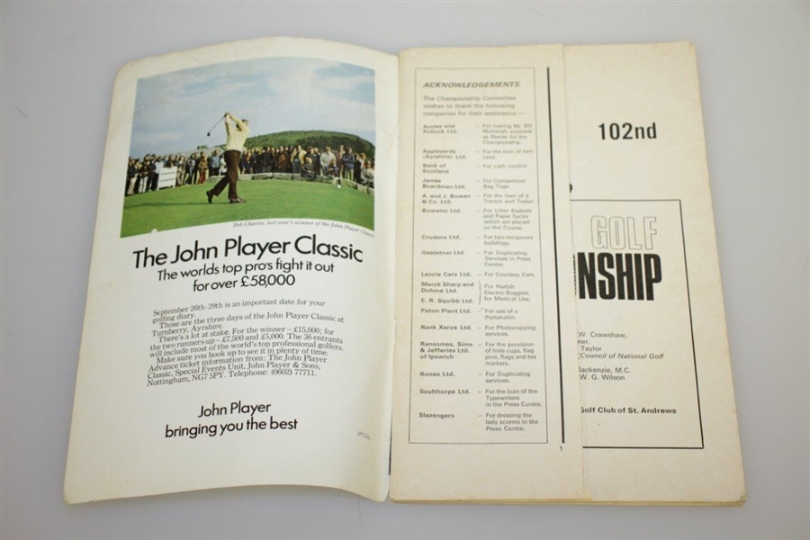 1971, 1972 & 1973 Open Championship Programs - Trevino & Weiskopf Wins