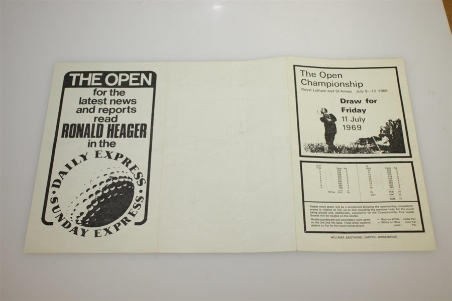 1969 Open Championship at Royal Lytham & St. Annes Program & Draw Sheet - Jacklin Win
