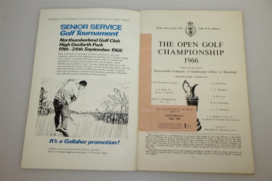 1966 Open Championship at Muirfield Program - Nicklaus 1st Open Win