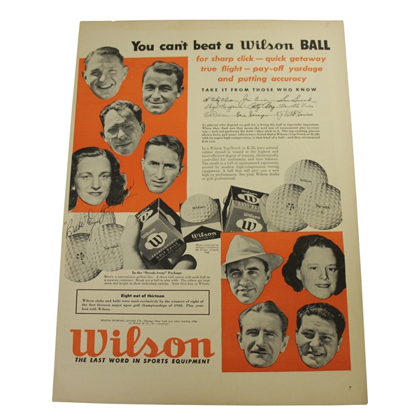 Babe Zaharias Signed 1948 Oversize Wilson Golf Ball Advertisement JSA ALOA