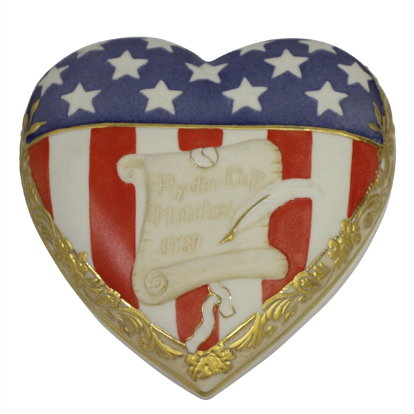 1987 Ryder Cup at Muifield Village American Flag Ceramic Trinket Box Gift 'From Jack & Barabra Nicklaus'