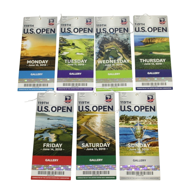 2019 US Open at Pebble Beach Complete 7 Day Ticket Set - Gary Woodland Winner