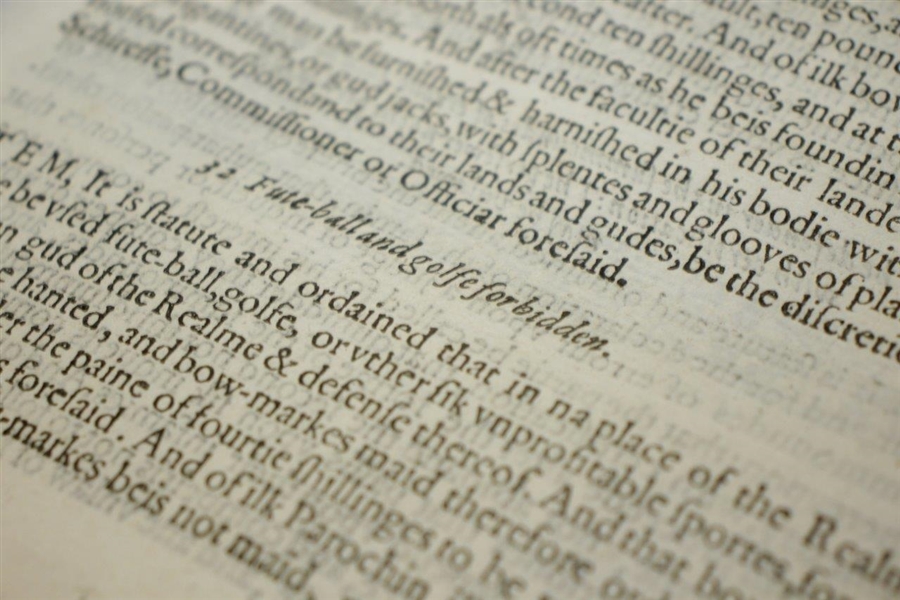 1621 Acts of Parliament of Scotland Book - 1st Mention of Golf in Scotland - Banned!