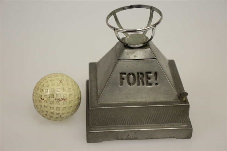 1930's Pewter Metal Lighter & Cigarette Case with Golf Ball