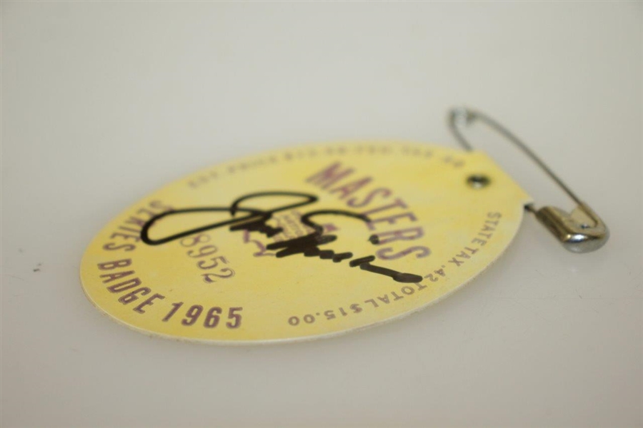 Jack Nicklaus Signed 1965 Masters Series Badge #8952 JSA ALOA