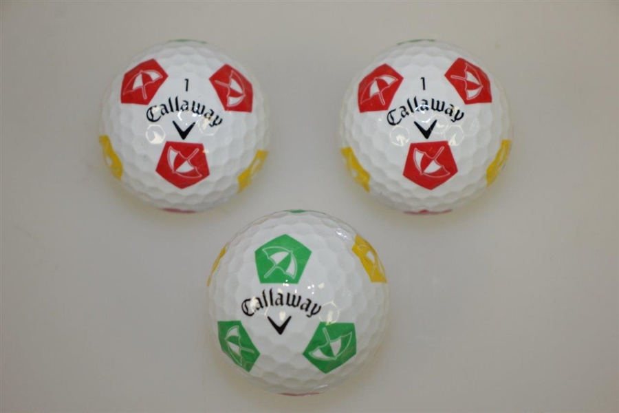 Arnold Palmer Umbrella Logo Callaway Truvis Golf Balls Sleeve of Three