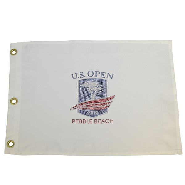 2019 US Open at Pebble Beach Bling 'Embroidered' White Flag