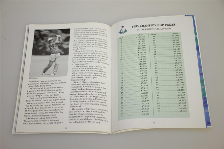 1995 The Scottish Open Championship Carnoustie Official Program & Ticket - Tiger Amateur Content