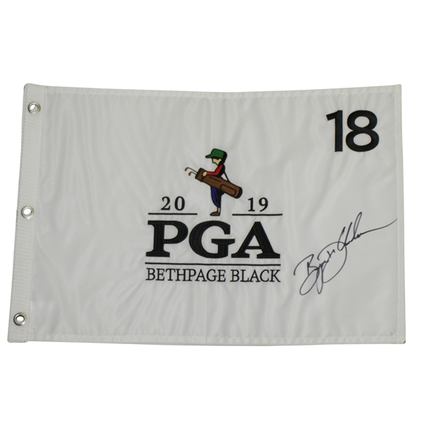 Bryson DeChambeau Signed 2019 PGA Championship at Bethpage Flag JSA ALOA
