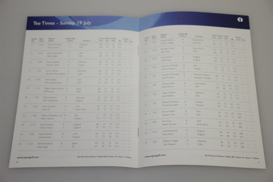 2009 Open Championship at Turnberry Information Guide & Tee Times Program