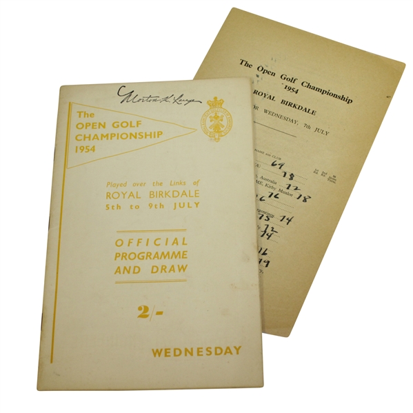 1954 Open Championship at Royal Birkdale Wednesday Program with Draw Sheet