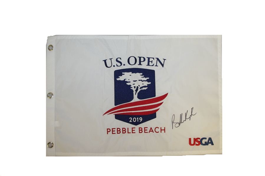 Brooks Koepka Signed 2019 US Open at Pebble Beach Embroidered Flag JSA ALOA