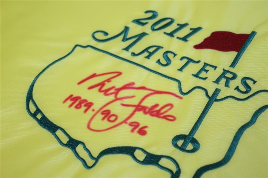 Nick Faldo Signed 2011 Masters Embroidered Flag with Years Won Notation JSA #EE96293