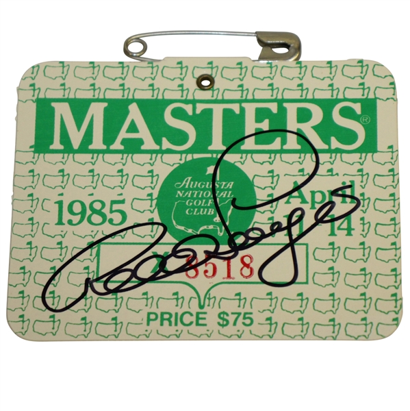 Bernhard Langer Signed 1985 Masters Tournament Badge #X8518 JSA #EE96313