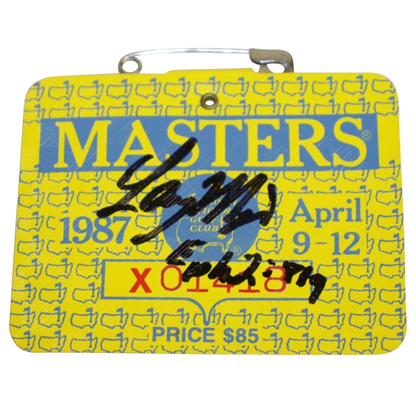Larry Mize Signed 1987 Masters Tournament Badge #X01418 JSA #EE96309