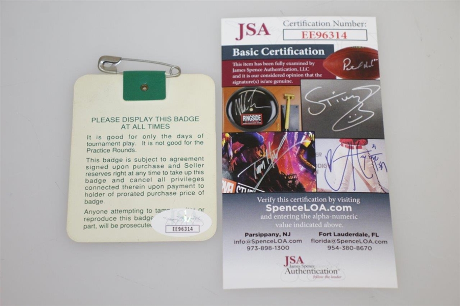 Ian Woosnam Signed 1991 Masters Tournament Badge #A00992 JSA EE96314