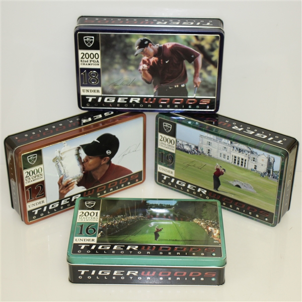 Tiger Woods Nike 'Tiger Slam' Dozen Balls in Tin Collector's Boxes - Set of 4