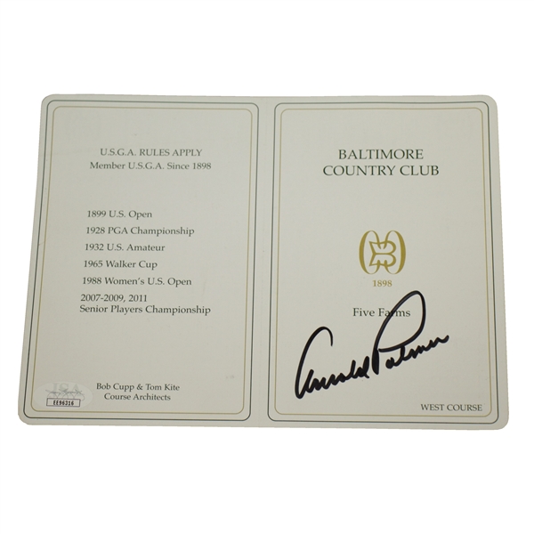 Arnold Palmer Signed Baltimore Country Club Official Scorecard JSA #EE96316