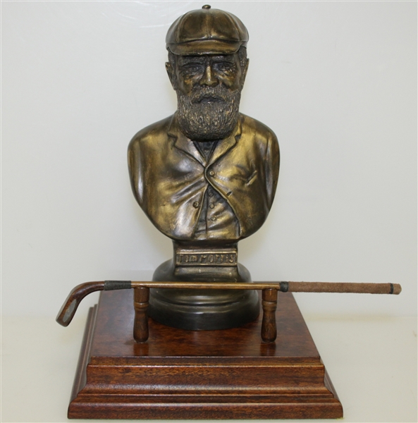 Old Tom Morris of St. Andrews Bust Figurine on Wood Base by Artist Bill Waugh