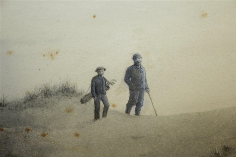 'In The Bunker' Hand Colored Pencil & Charcoal By JC Dollman Circa 1900