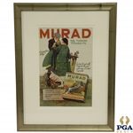Early 1900s Murad - The Turkish Cigarette Lithograph Advertisement w/ Golfer Lighting Cigarette