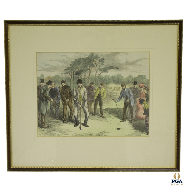 'Golf' by CA Fesch Featuring Time-Period Scottish Golfers on Links Course Print