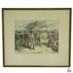 Golf by CA Fesch Featuring Time-Period Scottish Golfers on Links Course Print