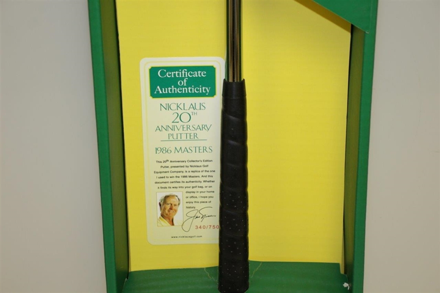 Jack Nicklaus 1986 Masters Win 20th Anniversary Collector's Edition Putter w/ Headcover - New