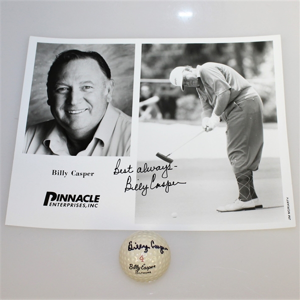 Billy Casper Signed Classic Personal Logo Golf Ball & 8x10 Photo JSA #M83195