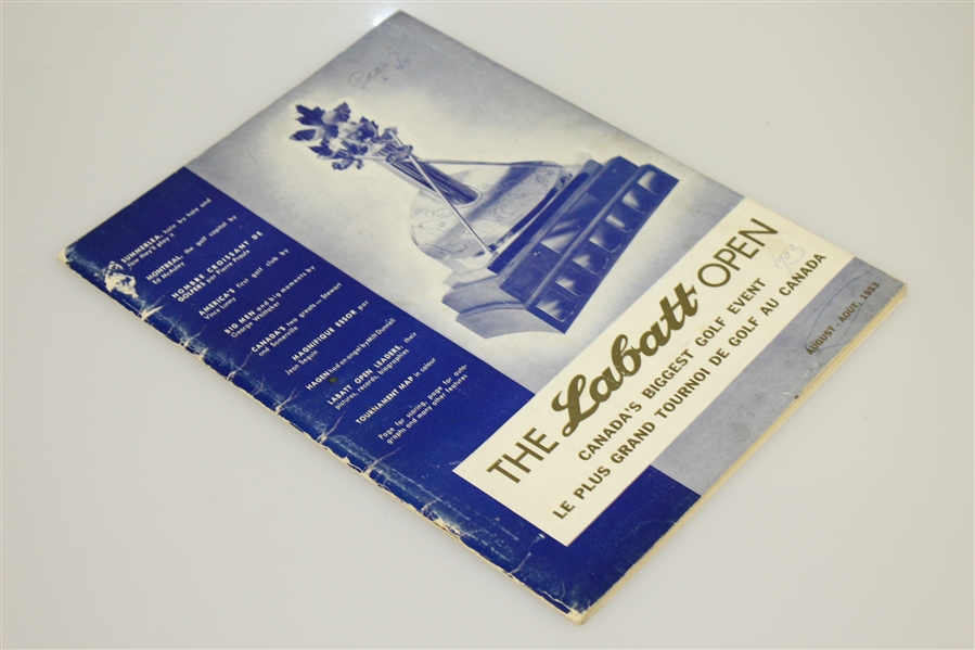 1953 The Labatt Open Tournament Program with Doug Ford Signed 3x5 Card JSA ALOA