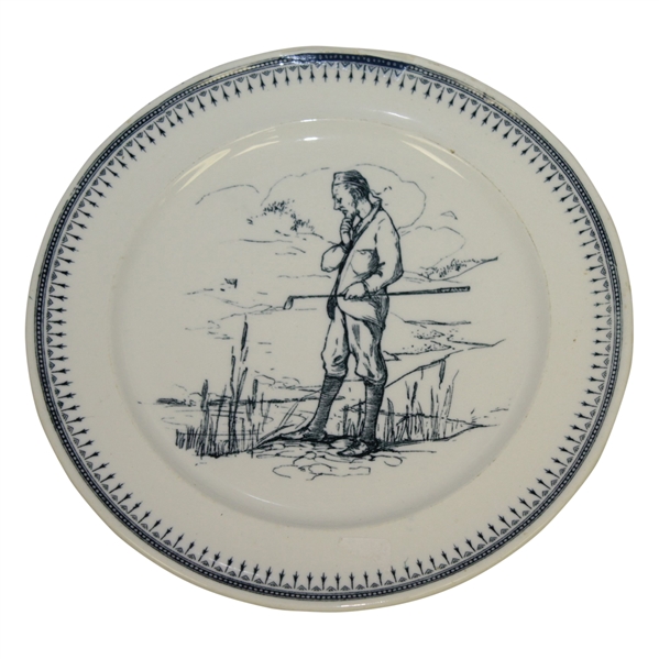 Apsley Decorative Plate w/ Scene of Golfer Looking at Golf Club 